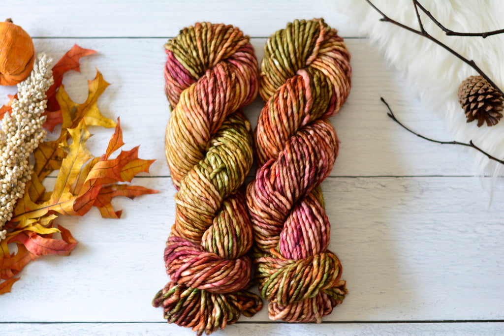 'Autumn Leaves'- Super Bulky Weight, 80% Superwash Merino Wool/ 20% Nylon, 76 Yards/100 Grams