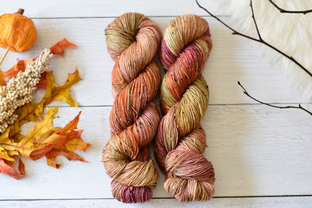 'Autumn Leaves'- 85% Superwash Bluefaced Leicester Wool, 15% Donegal Nep, 438 Yards, 100 Grams