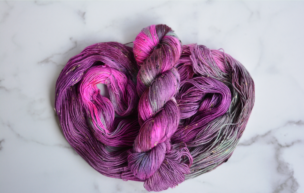 'Dragonfruit'- 85% Superwash Bluefaced Leicester Wool, 15% Donegal Nep, 438 Yards, 100 Grams