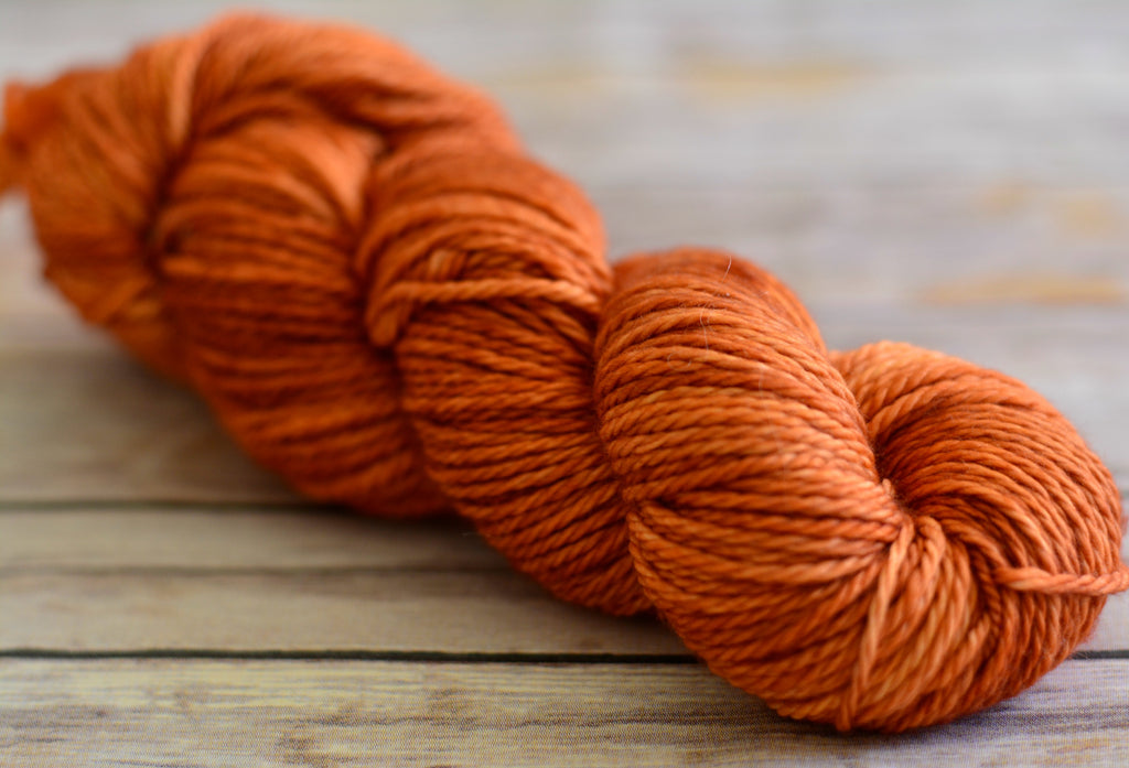 'Burnt Pumpkin' - Aran/Worsted Superwash Merino Wool Yarn, 181 Yards, 100 grams