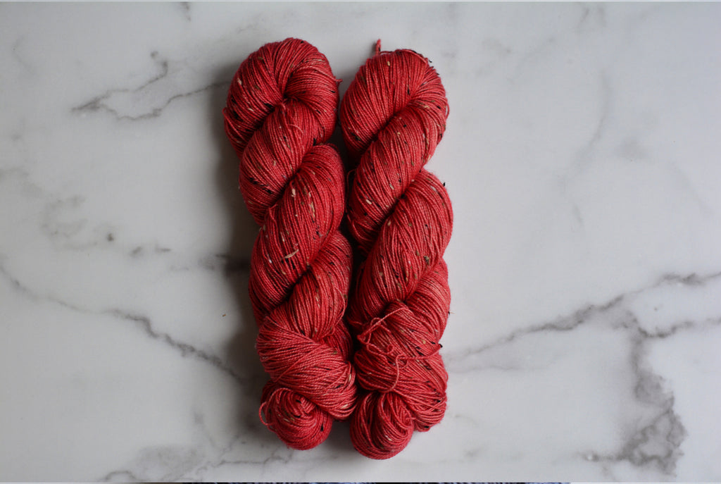 'Strawberry'- 85% Superwash Bluefaced Leicester Wool, 15% Donegal Nep, 438 Yards, 100 Grams