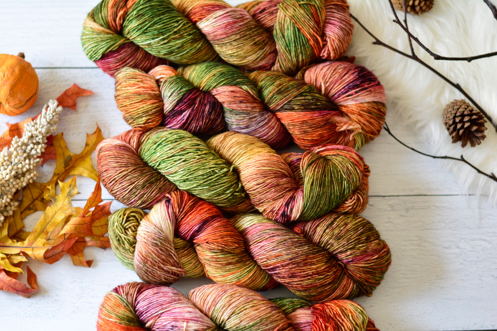 'Autumn Leaves' - 100% Superwash Merino Wool Yarn, Single Ply, Fingering Weight, 437 Yards, 100 Grams