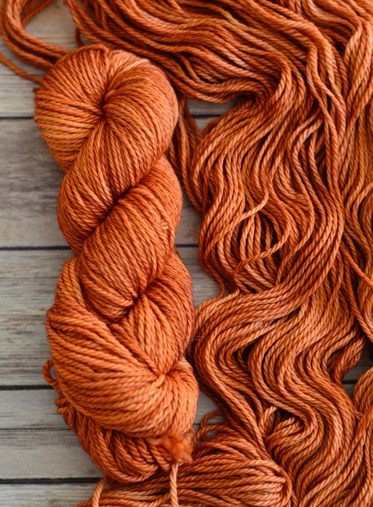 'Burnt Pumpkin' - Aran/Worsted Superwash Merino Wool Yarn, 181 Yards, 100 grams